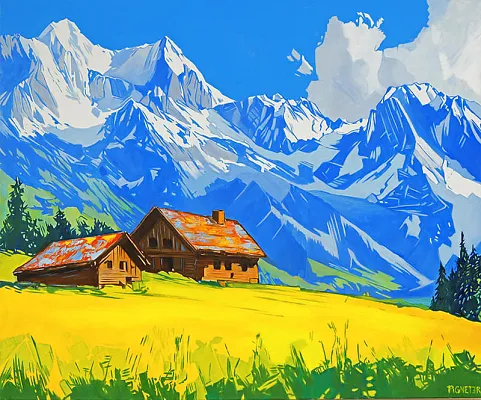 Ganslern Alm Öl auf Leinwand 100x120cm