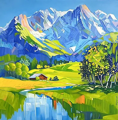 St.Ulrich Öl auf Leinwand 100x100cm